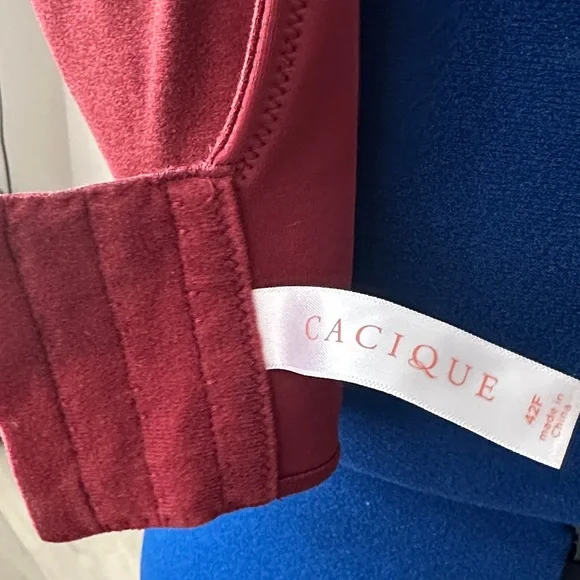 🤗 Lane Bryant Cacique Deep Red Women's 42F Bra.  Back & side smoothing features. - Picture 2 of 7